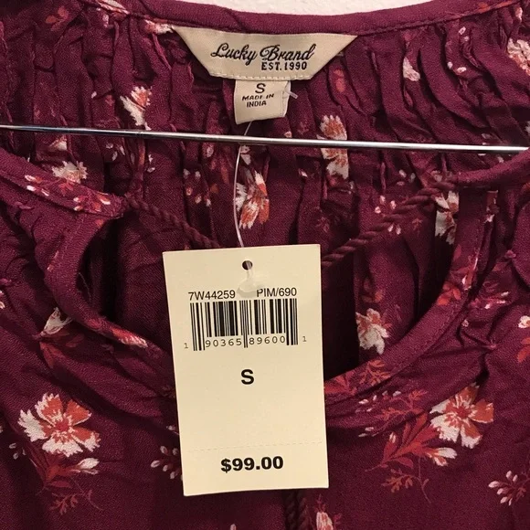 NWT Lucky Brand Boho Peasant Blouse small floral - Picture 8 of 10